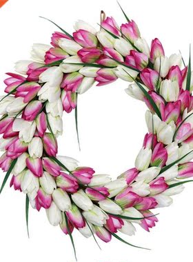 Artificial Tulip Wreath Springtime Wreath for Front Door Win