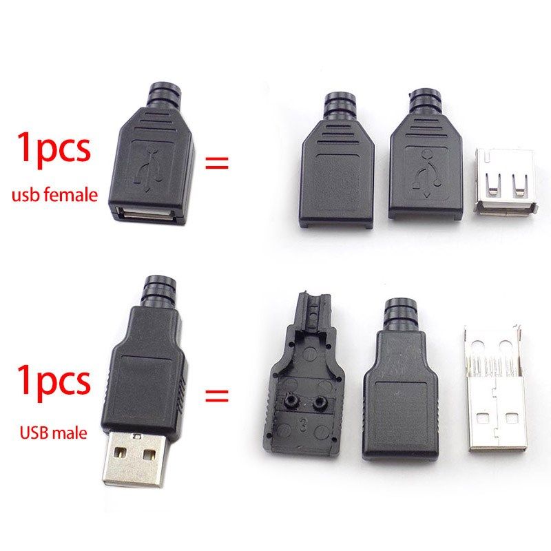 50pcs 100pcs USB Type A male Female diy 4Pin Plug Socket Con