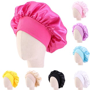 Kids Girls Satin Bonnet Hair Care Night Sleep Cap Elastic B