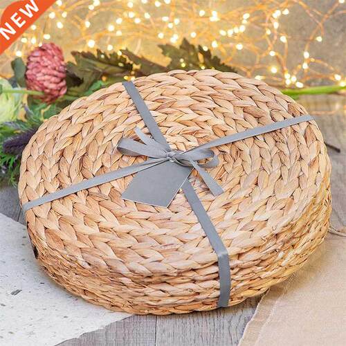 6 Pack Round Water Hyacinth Placemat,Quality Woven Wicker Ta