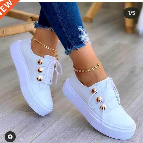 White Shoes Women 2021 Fashion Round Toe Platform Shoes Size