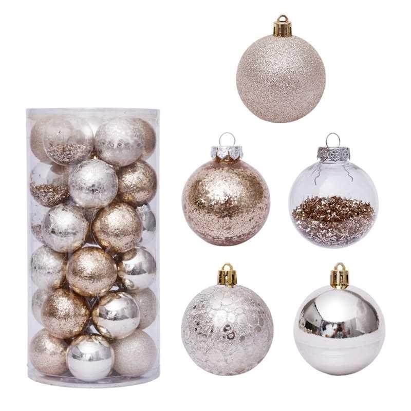 0pcs 6cm Christmas Balls Decoration Gold Transparent Hangin