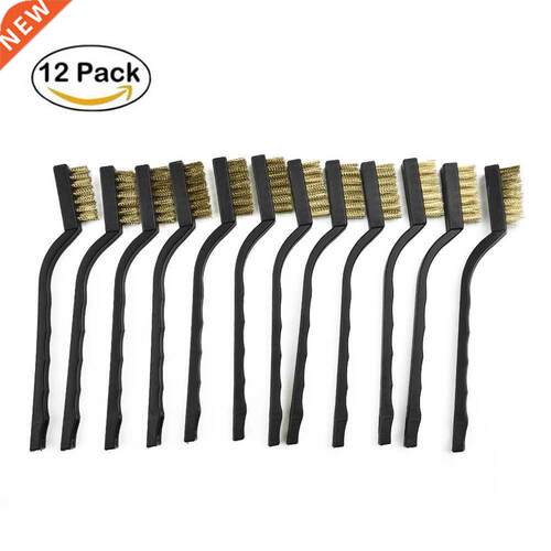 12pcs Wire Brush Mini Steel Brass Brushes  Paint Rust Rem