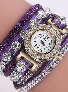 2021 New Alloy Diamond Ring Bracelet Watch Digital Face Kore