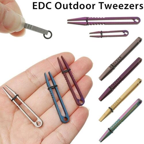 1Pc Mini Titanium Alloy Tweezers Outdoor EDC Multi-Function