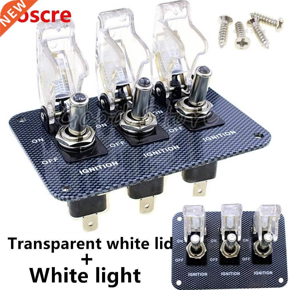 1PCS 3X12V white LED Safety Cover Aircraft Toggle Switch Car