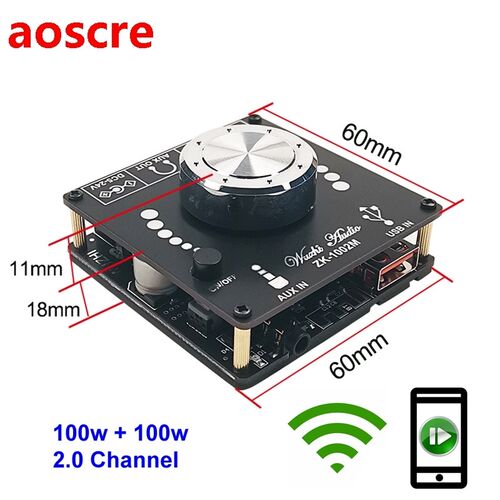 100W+100W Bluetooth-Compatible Wireless Digital Audio Power