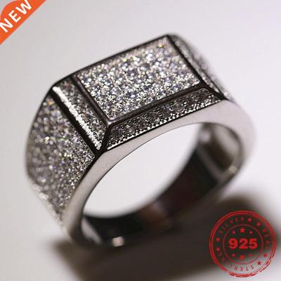 S925 Sterling Silver 2 carats Diamond Ring for Men Anillo Ge