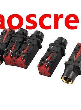 3-Pin 6.35mm Female Headphone Stereo Socket Jack Adapter Bla
