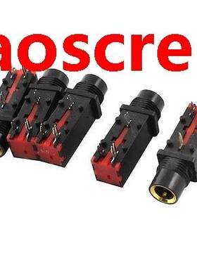 3-Pin 6.35mm Female Headphone Stereo Socket Jack Adapter Bla