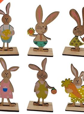Wooden Easter Ornament Wood Bunny Flower Egg Crafts Dtop