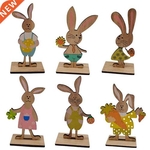 Wooden Easter Ornament Wood Bunny Flower Egg Crafts Dtop