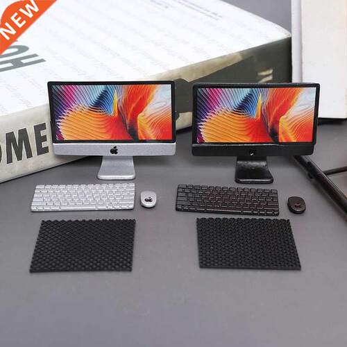 1Set 1/12 Scale Mini Computer + Mouse + Keyboard Book atio