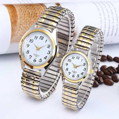 1PCs Classic Vintage Business Women Men Elastic Gd Sliver