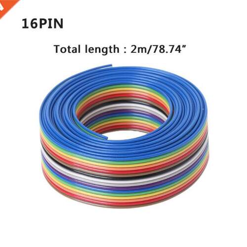 2m 16 Pin Flat IDC Ribbon Extension Cable Rainbow DuPont Wir