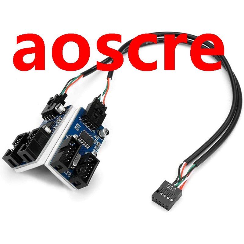 2Pcs 9-Pin USB 2.0 Male 1 to 4 Female Splitter Chipset Exten