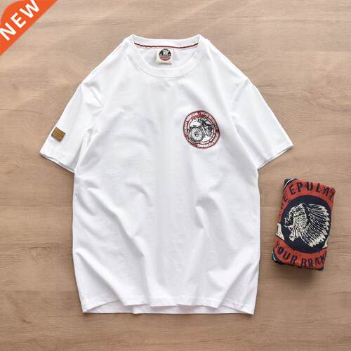 Retro cotton short-sleeved T-shirt men's back print Japa