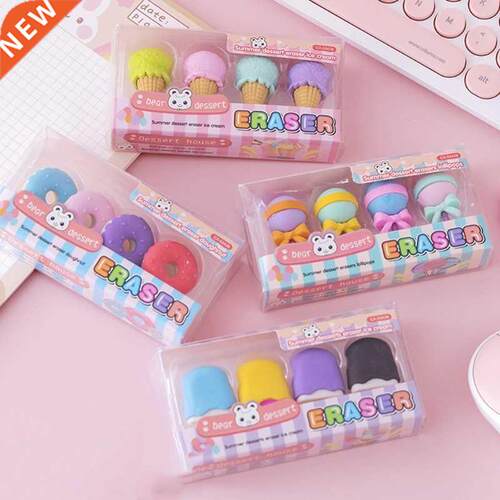 AXYB 4 Pcs Premium Novelty Pencil Eraser Ice Cream/Lollipoo/