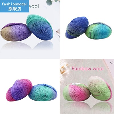 Yarn Knitted Chunky Hand-Woven Gradient Rainbow Colorful Kni