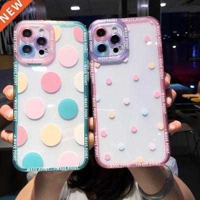 Colorful Cute Wave Poin Clear Phone Case For iPhone 1 Pro M