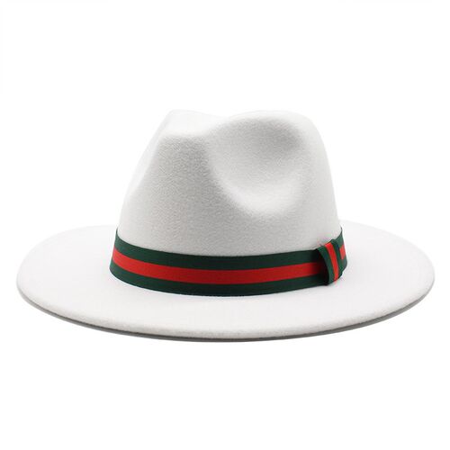 Unisex Bee Chain Belt Single Side Wool Felt Jazz Fedora Hats