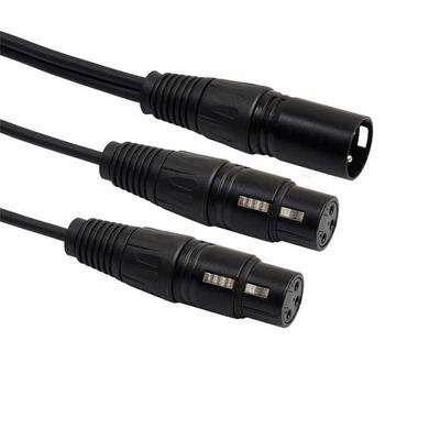 New Pin XLR 1 Male To 2 Female Audio Extension Cable Microp