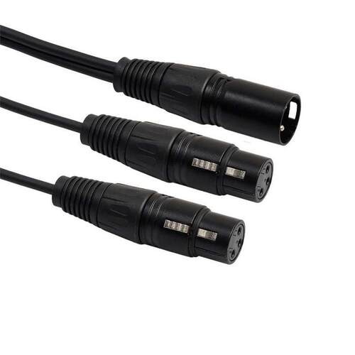 New Pin XLR 1 Male To 2 Female Audio Extension Cable Microp