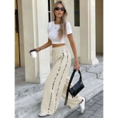 women女士抽绳宽松拼接长裤 Drawstring pants for loose spliced