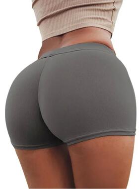 Solid color hip hugging safety yoga shorts纯色包臀瑜伽短裤女