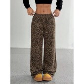leopard women经典 print Classic casual pants 豹纹印花休闲裤 子