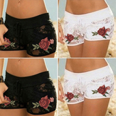 Embroidered 休闲刺绣玫瑰花女士短裤 Rose Shorts Ladies Casual