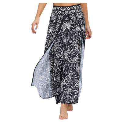 印花阔腿裤印花拼接阔腿裤