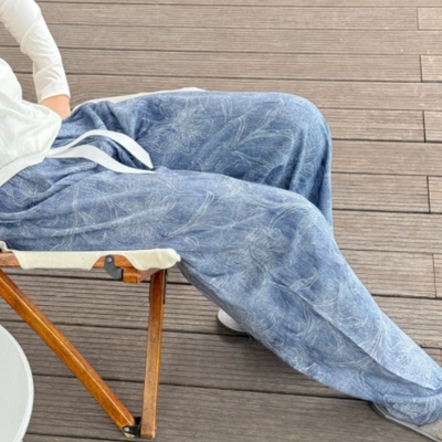夏季薄款棉绸睡裤女士大码人造绵绸可外穿家居碎花长裤子直筒宽松