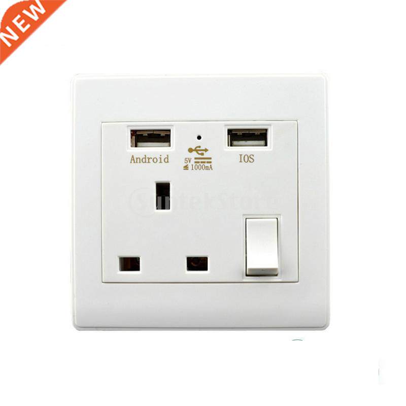 uk standard duel usb power supply wall socket outlet with le