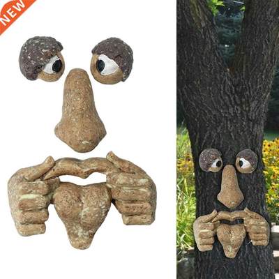 Glowing Tree Face Decoration Funny Old Man Tree Hanger Yard