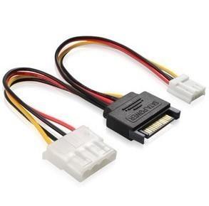 SATA 15P Male to 4P*2 cable