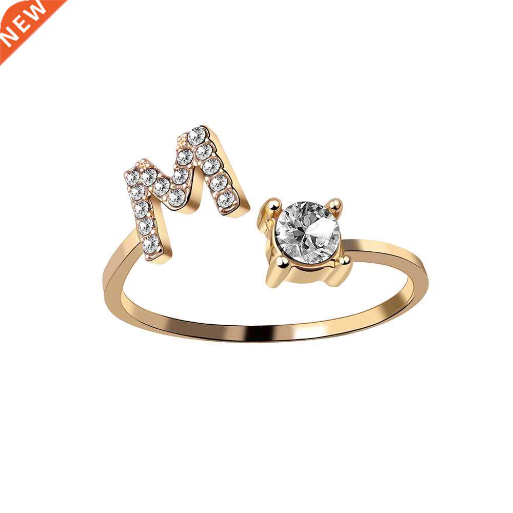 fashion 26 initial letter ring silver color personality fing