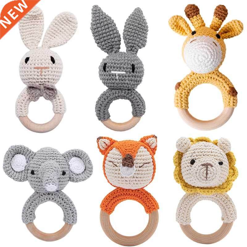 1pc baby rattle toys wooden teether crochet pattern rattle r
