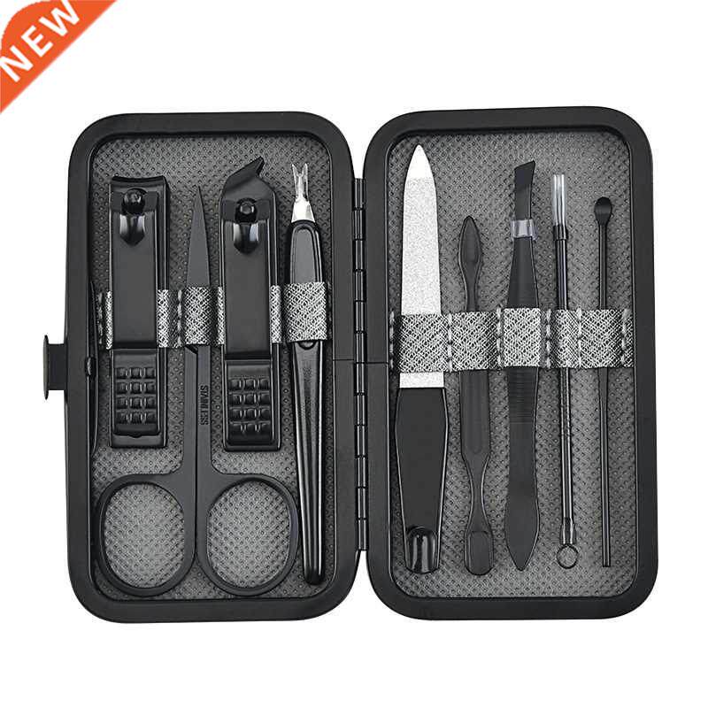 9pcs/set nail clippers manicure pedicure set portable travel