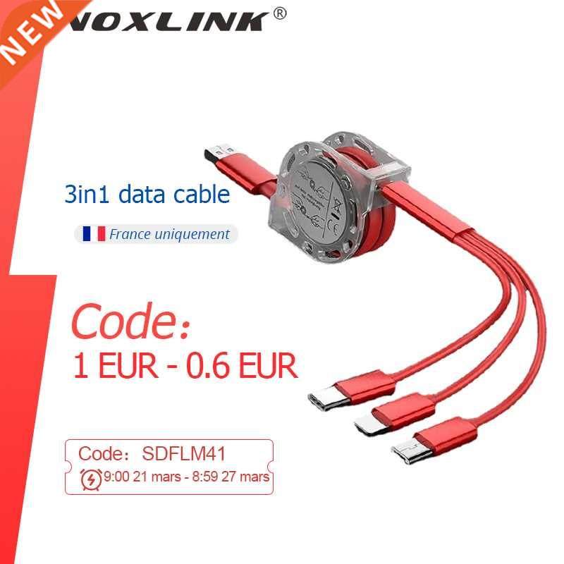 3 in 1 retractable usb cable for iphone xs x charging charge