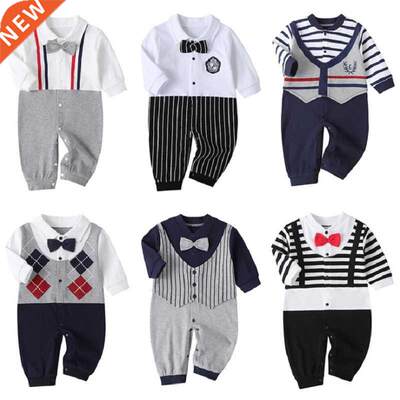 Newborn Baby Boy Girl Romper 2021 Fall Long Sleeves Bowtie S