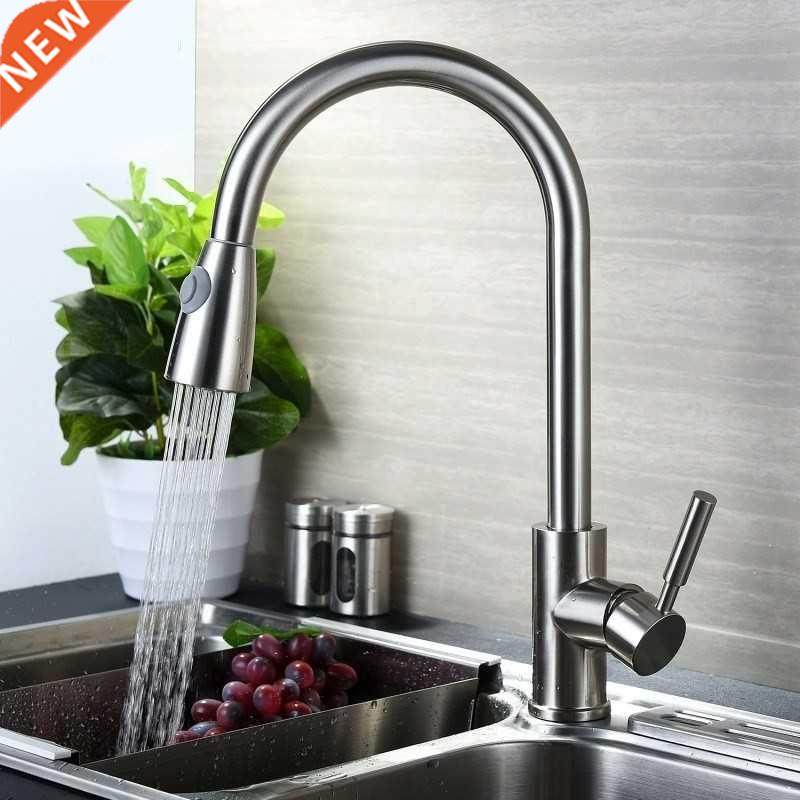 nickel brushed kitchen faucet 360 degree rotation pull out b