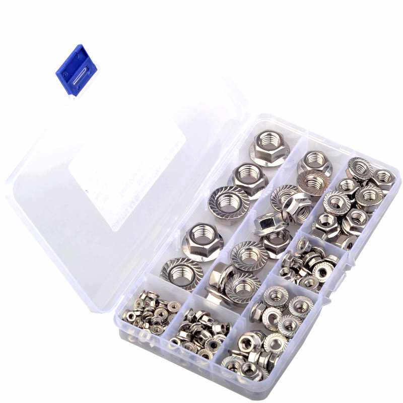140PCS FLANGE NUT ASSORTMENT KT M3M5M6M8M10M12 304 STANL