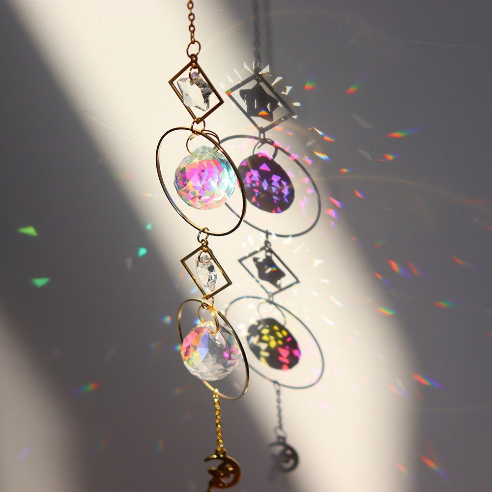 crystal wind chime star moon pendant sun  hanging prism drop