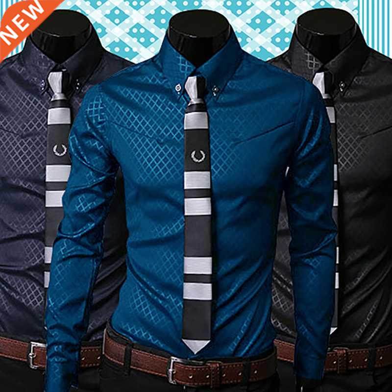new argyle luxury mens shirt business style slim so