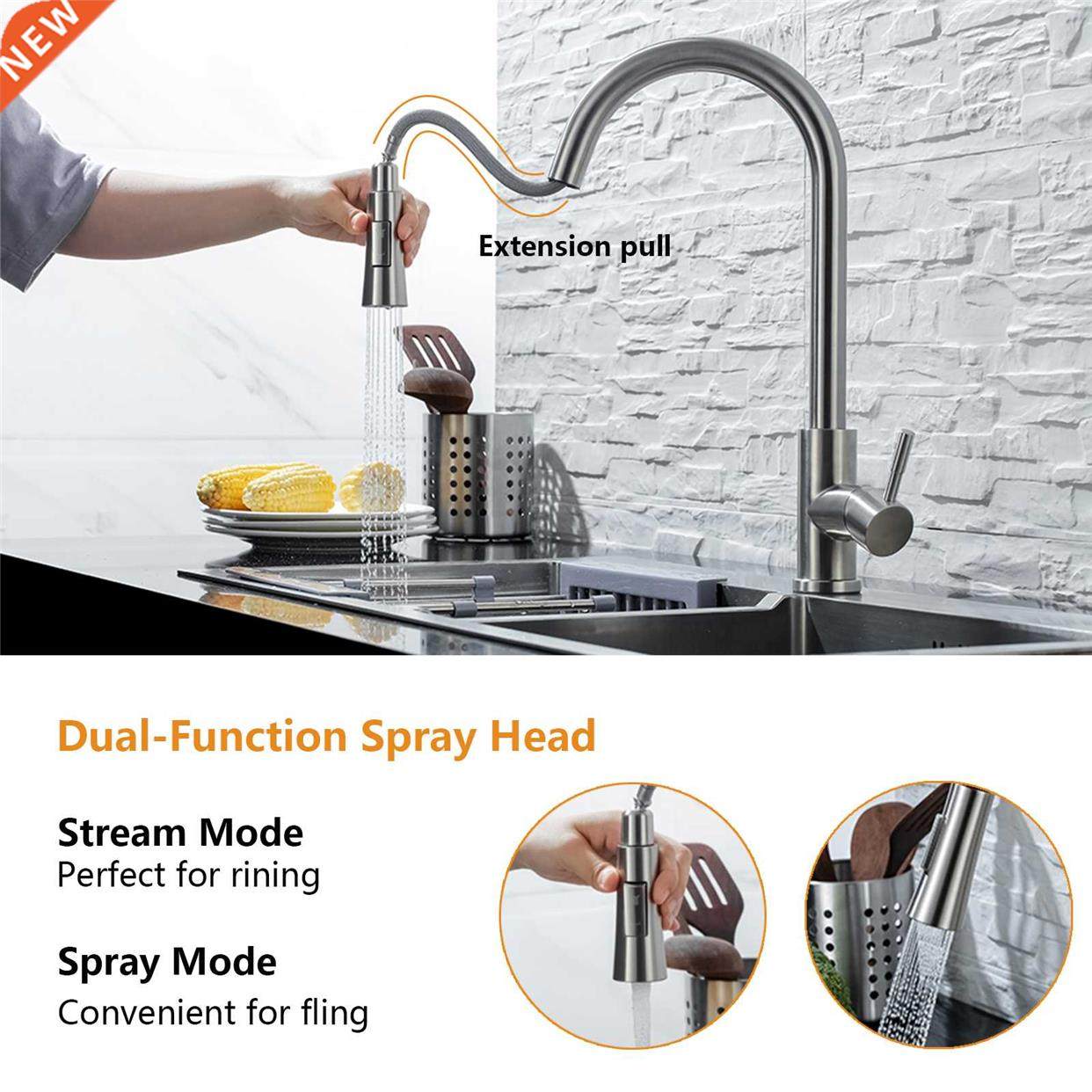 kitchen faucet pull out brushed nickle sensor ainless