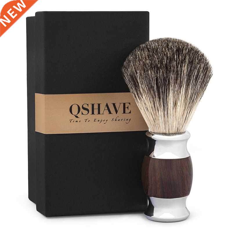 qshave man pure badger hair shaving brush wood 100% for razo