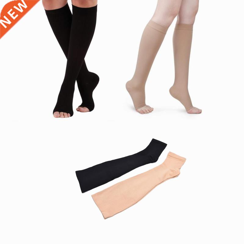 s-xl elastic open toe knee high stockings calf compression s