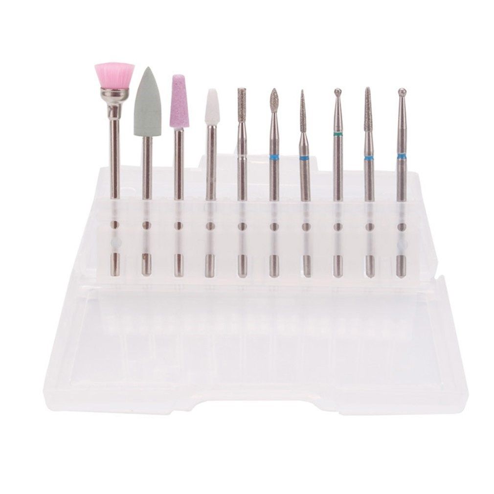 10 pieces cuticle clean drill bits set diamond nail tungsten