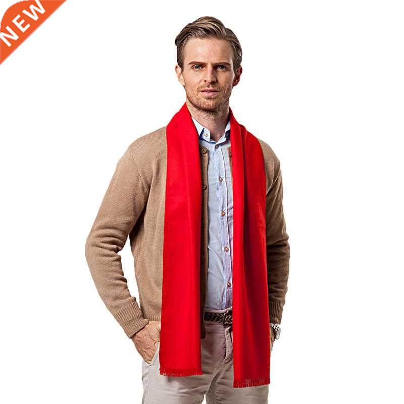 fashion winter solid color men red scarf luxury brand design